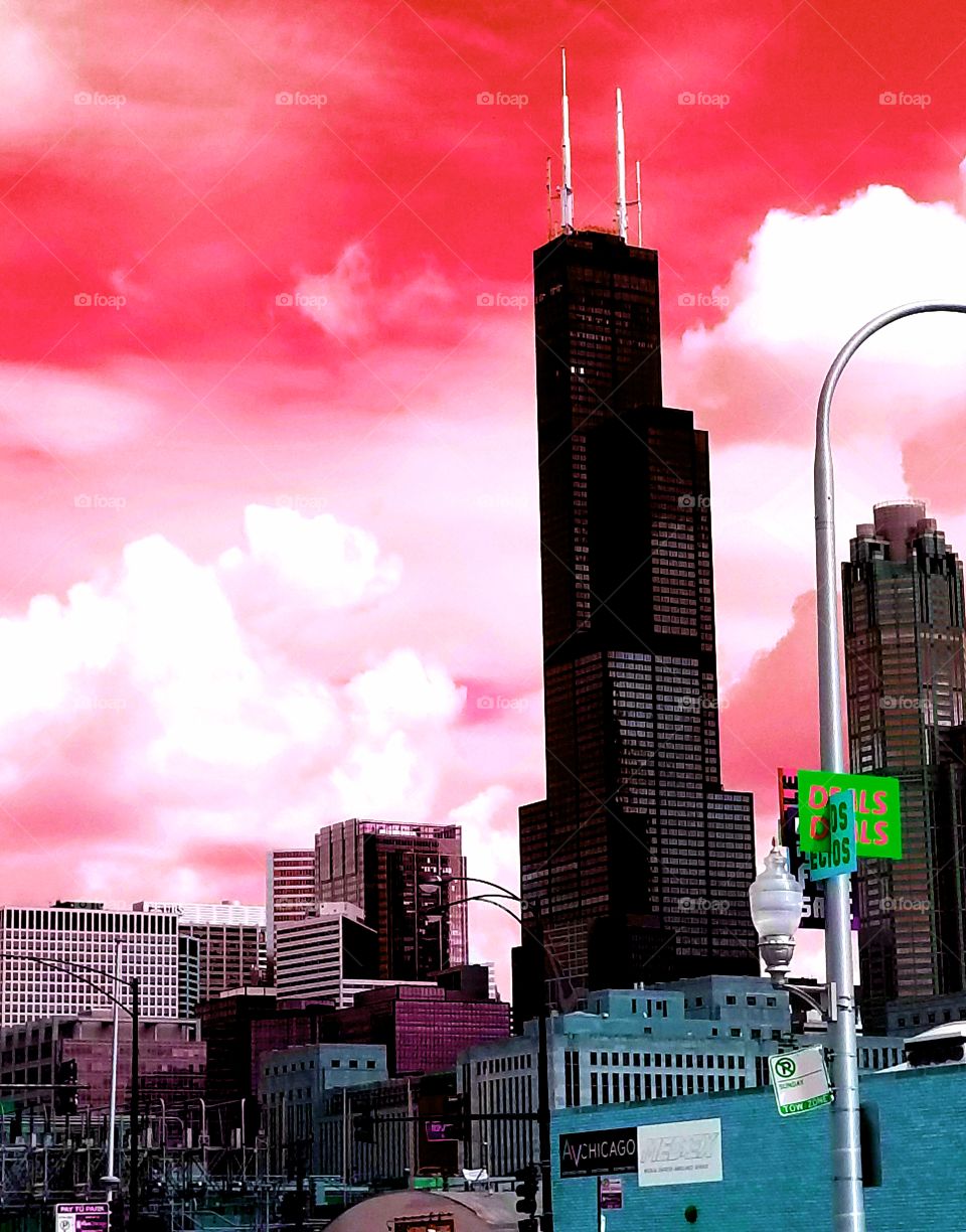 Edited shot of Downtown Chicago
