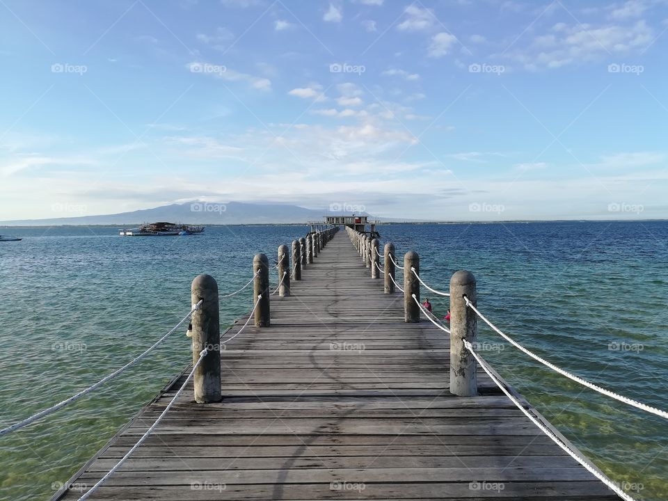 Lakawon Island long wooden Boardwalk