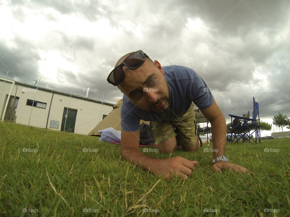 Looking at the camera 