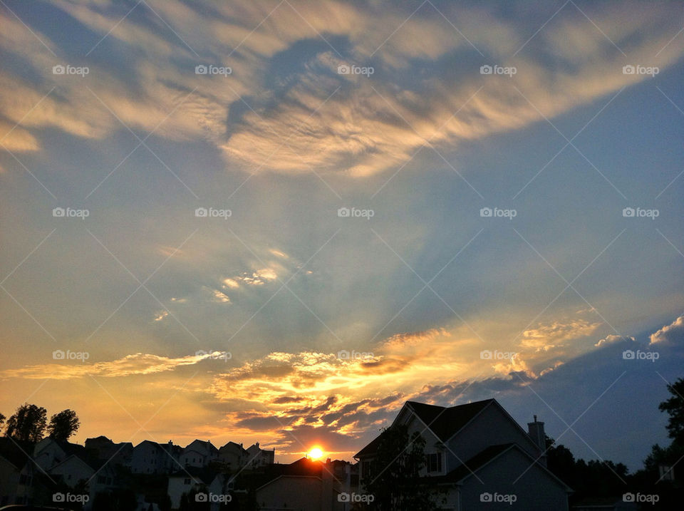 sunset clouds house ny by delvec