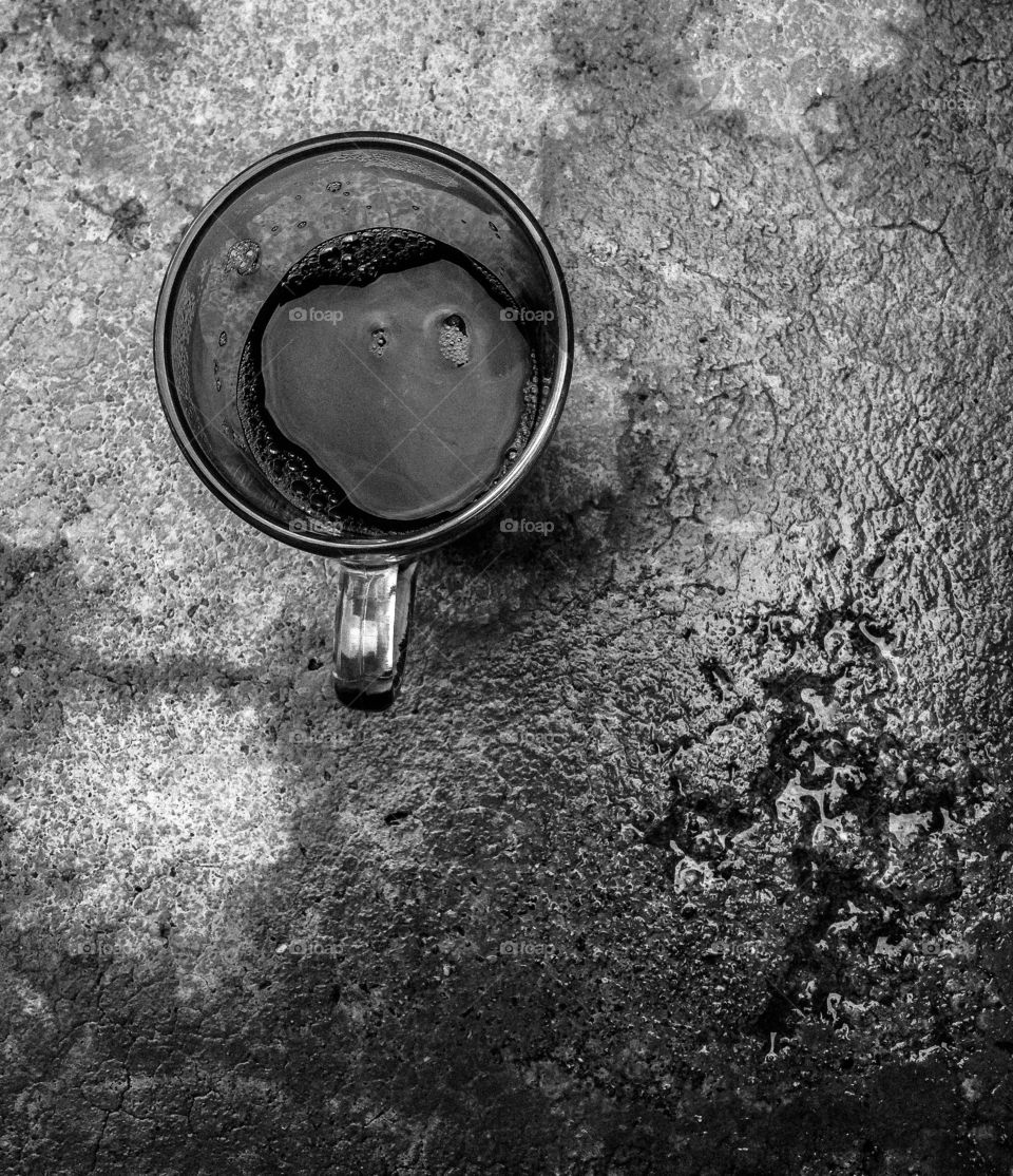 Black coffee . Black and white the image