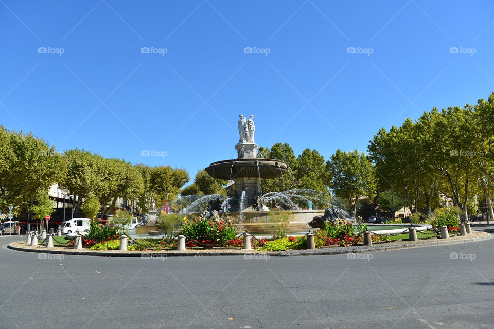 fountain. Aix-en-Provence town.
Cours Mirabeau.
during the summer.