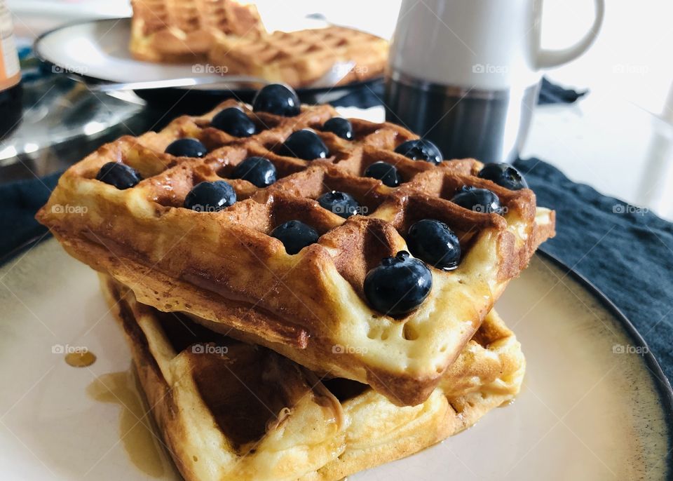 Waffles and blueberries 