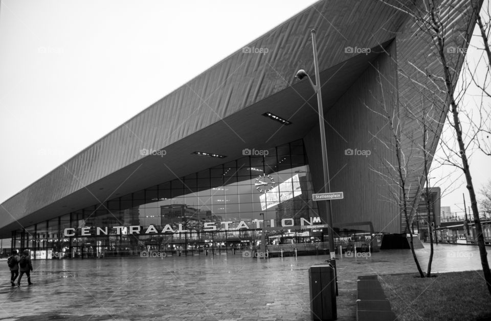 Central station in black and white 