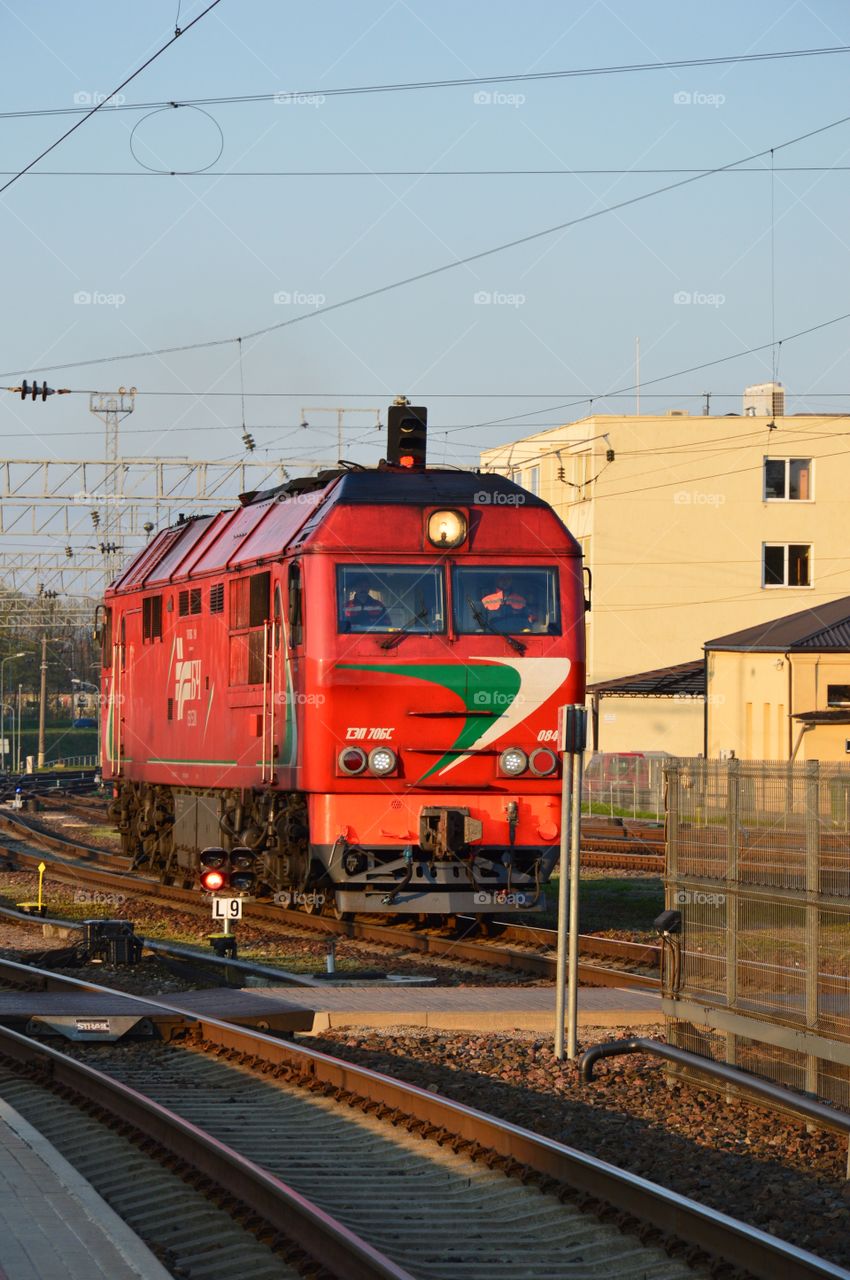 red locomotive approach