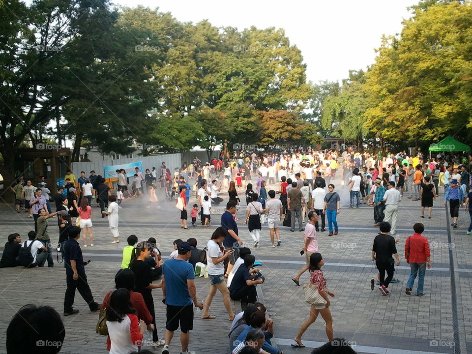People gathering in a park Korea