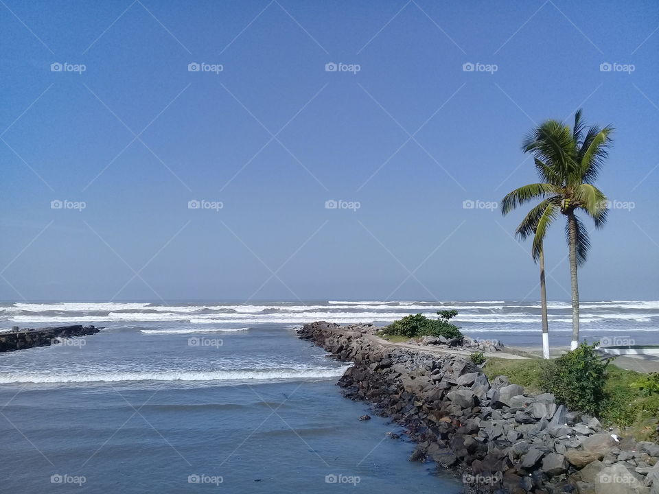 river and ocean in autumn. Beautiful day