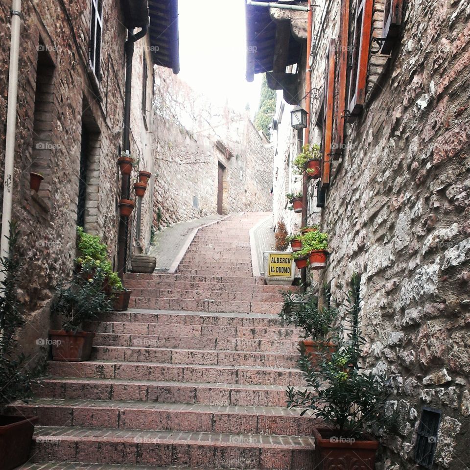 Assisi climb. Stairs climb all throughout Assisi, up and down the steep hillside.