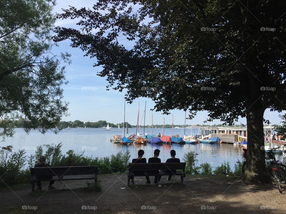 People at the lake