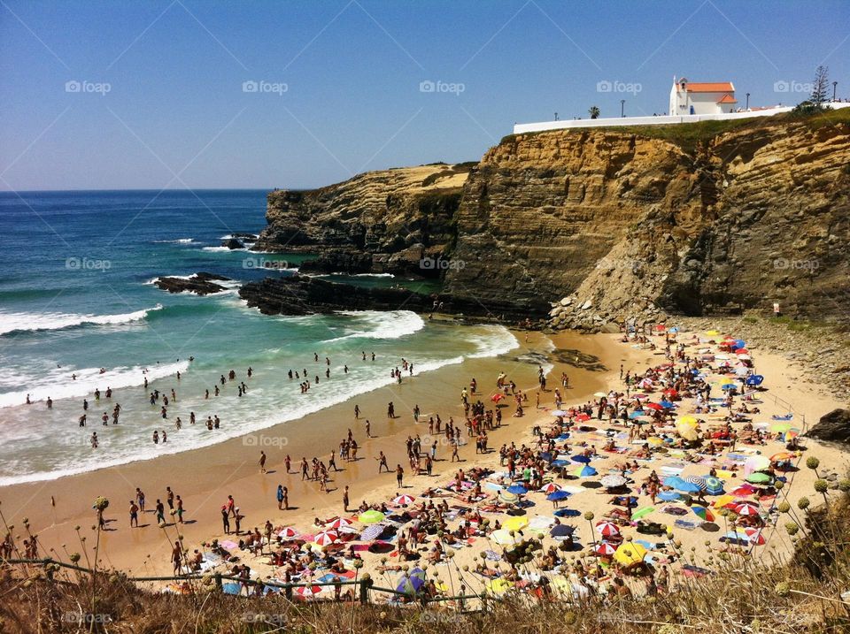 Summer beach crowd