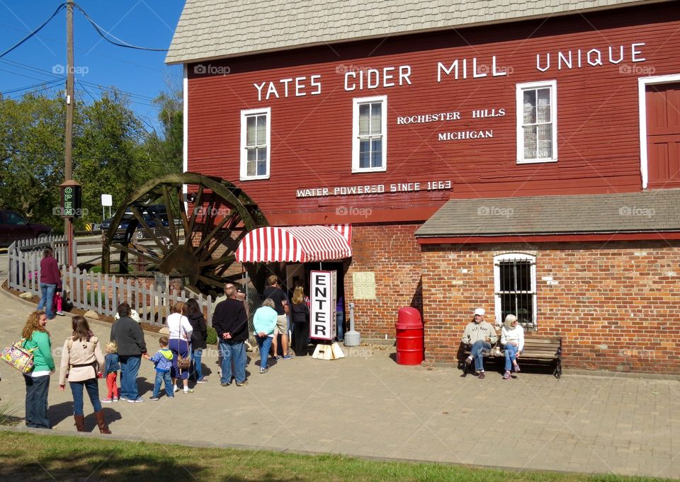 Waiting for cider and donuts. Fall is here.  Waiting for cider and donuts at Yates Cider Mill, Michigan