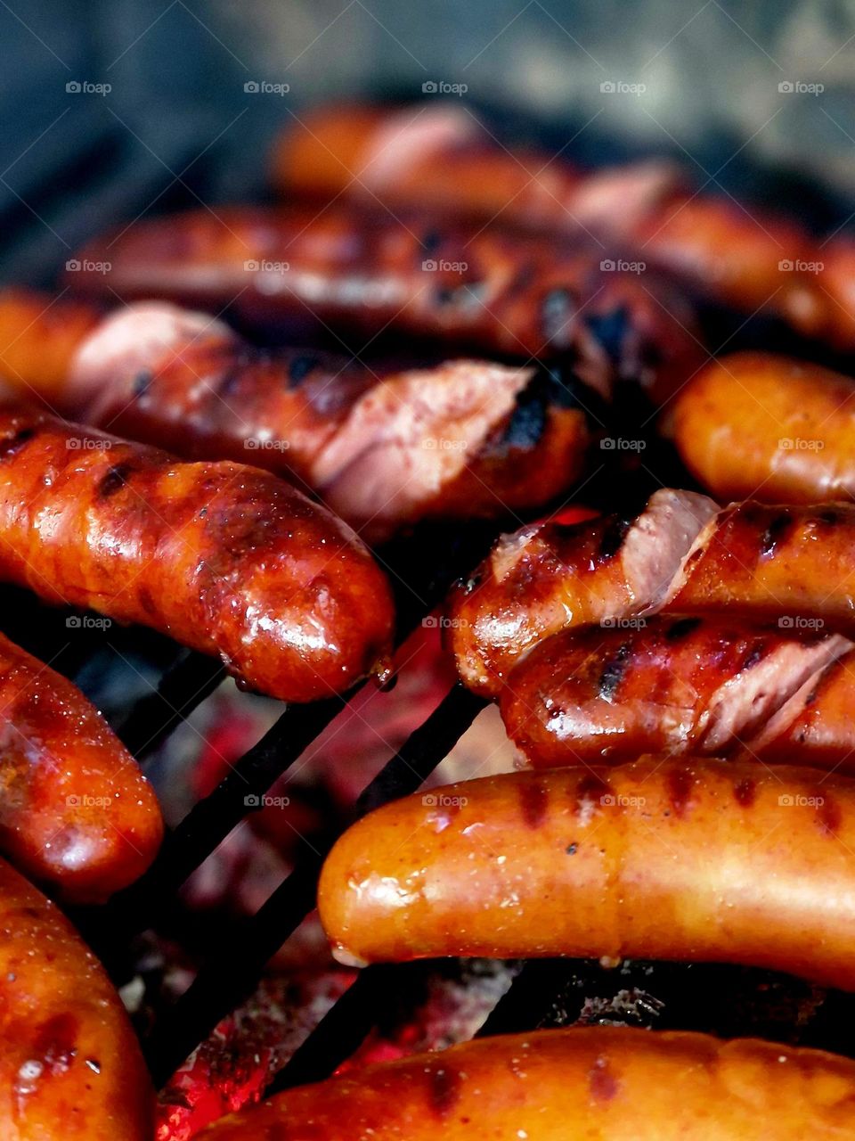 sausages on grill