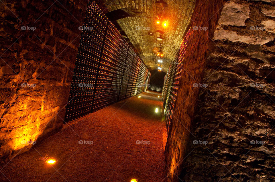 A wine cellar in a winery in France