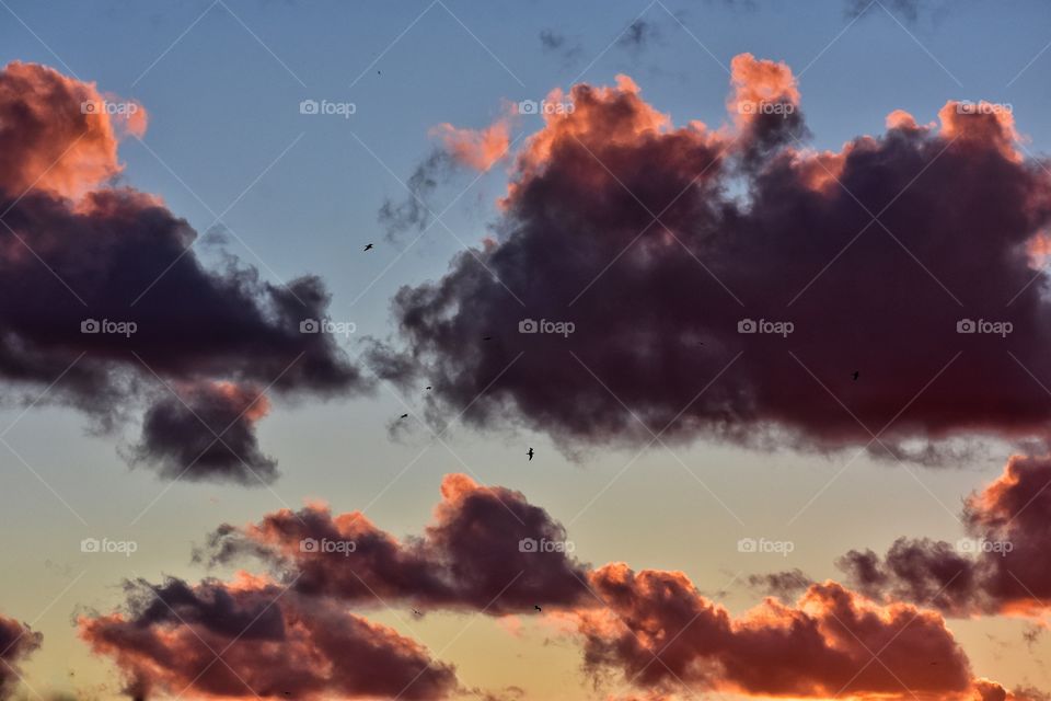 sunset clouds on the evening sky background