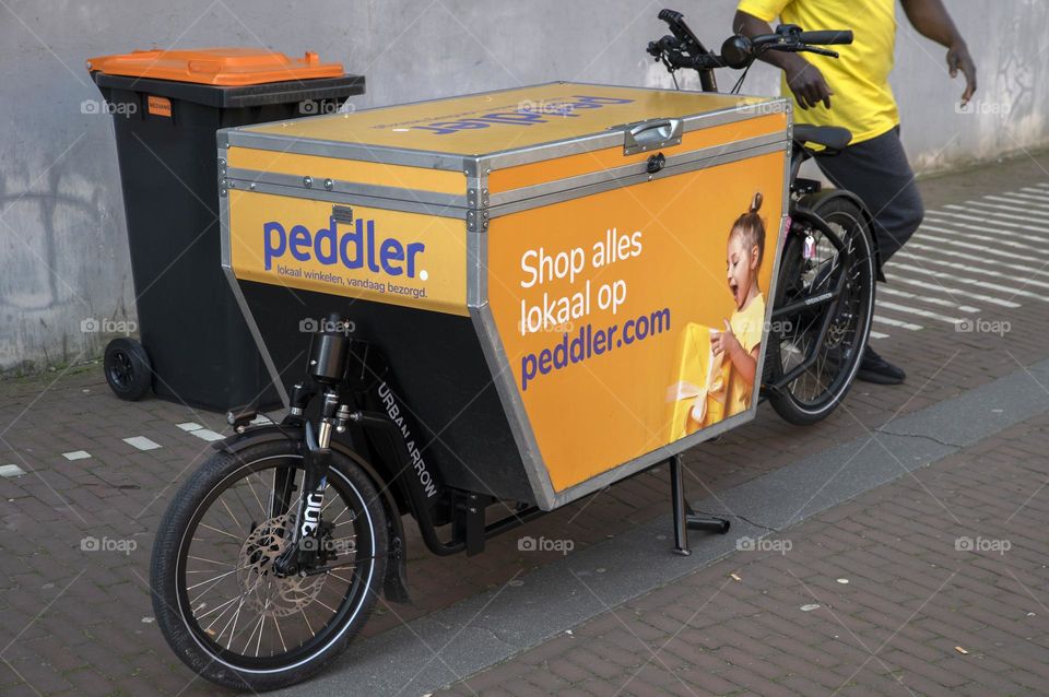 Peddler Delivery Bike At Amsterdam The Netherlands 13-5-2024