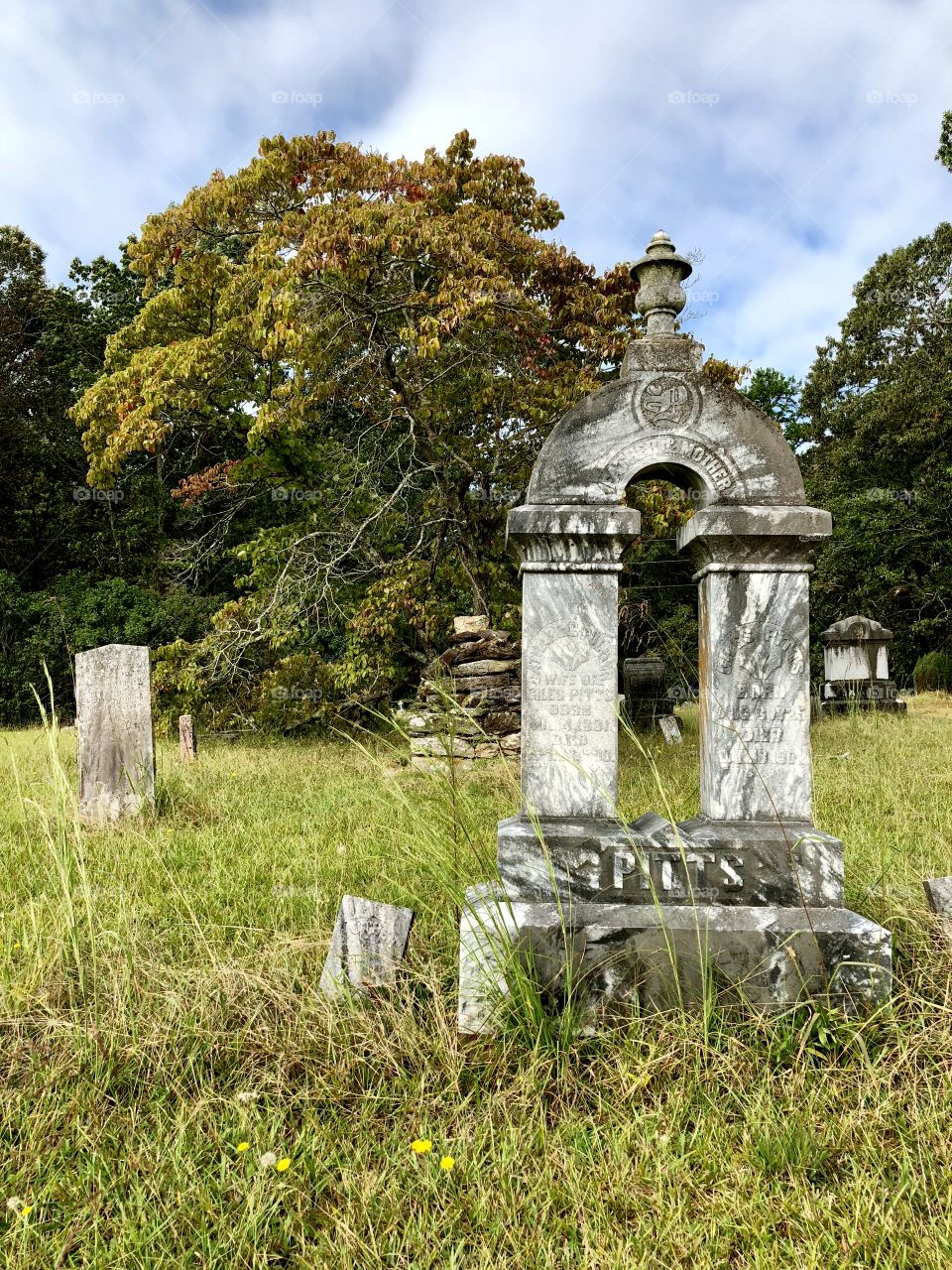 Ancient cemetery gravestone