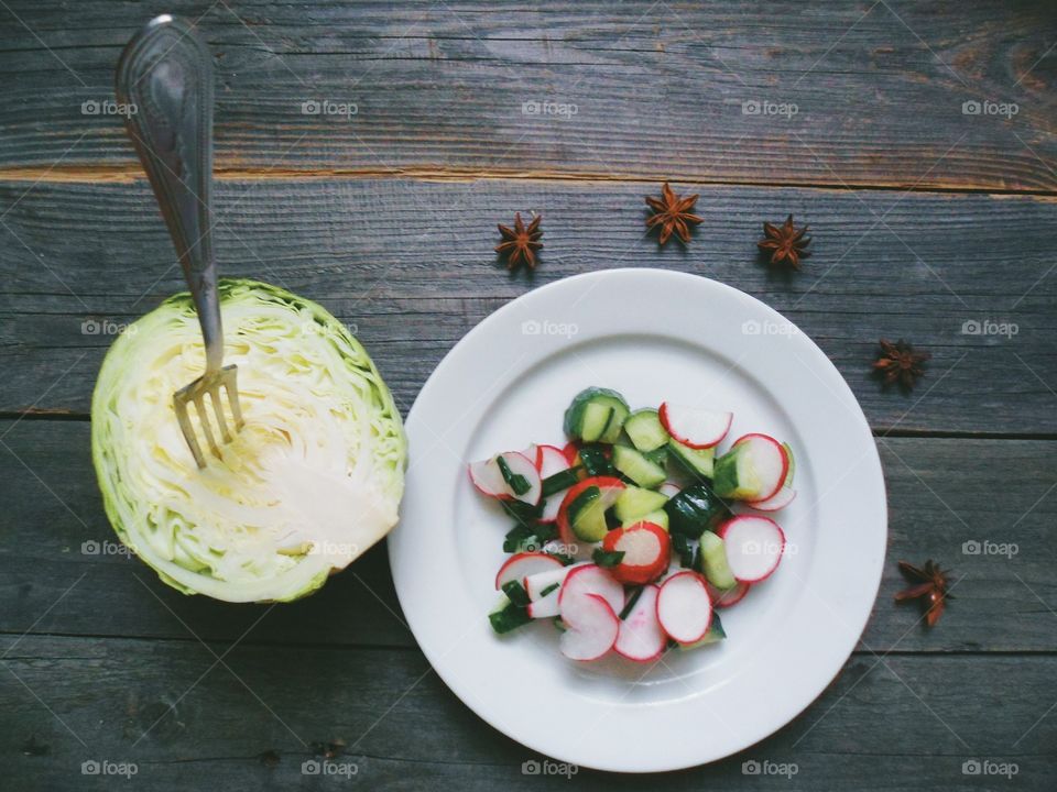 vegetable salad and sprouts