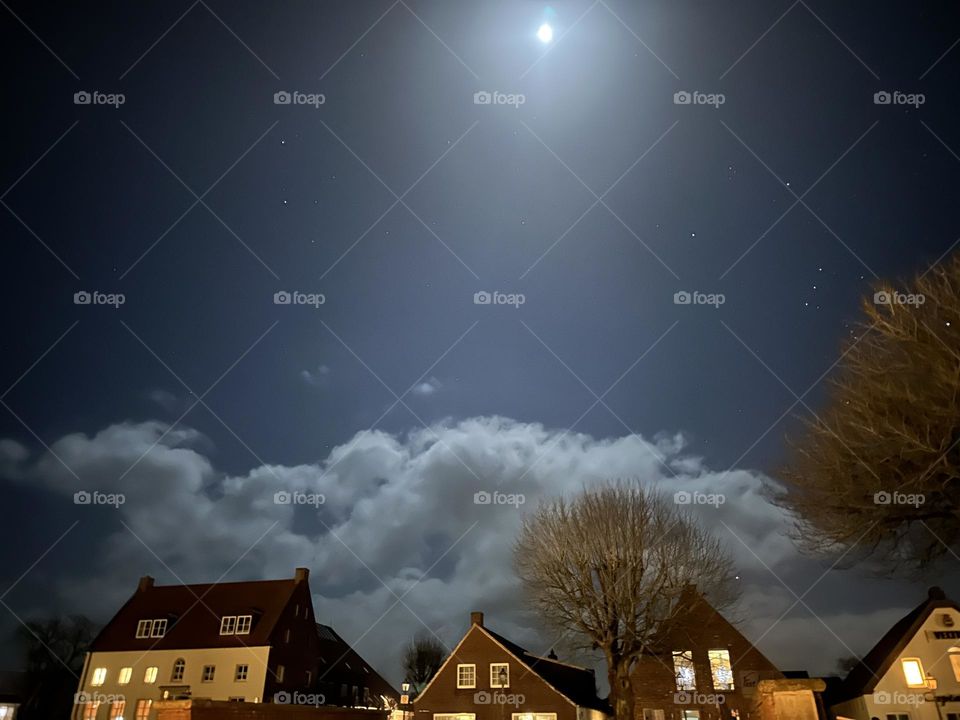 Cloudy night over the harbor