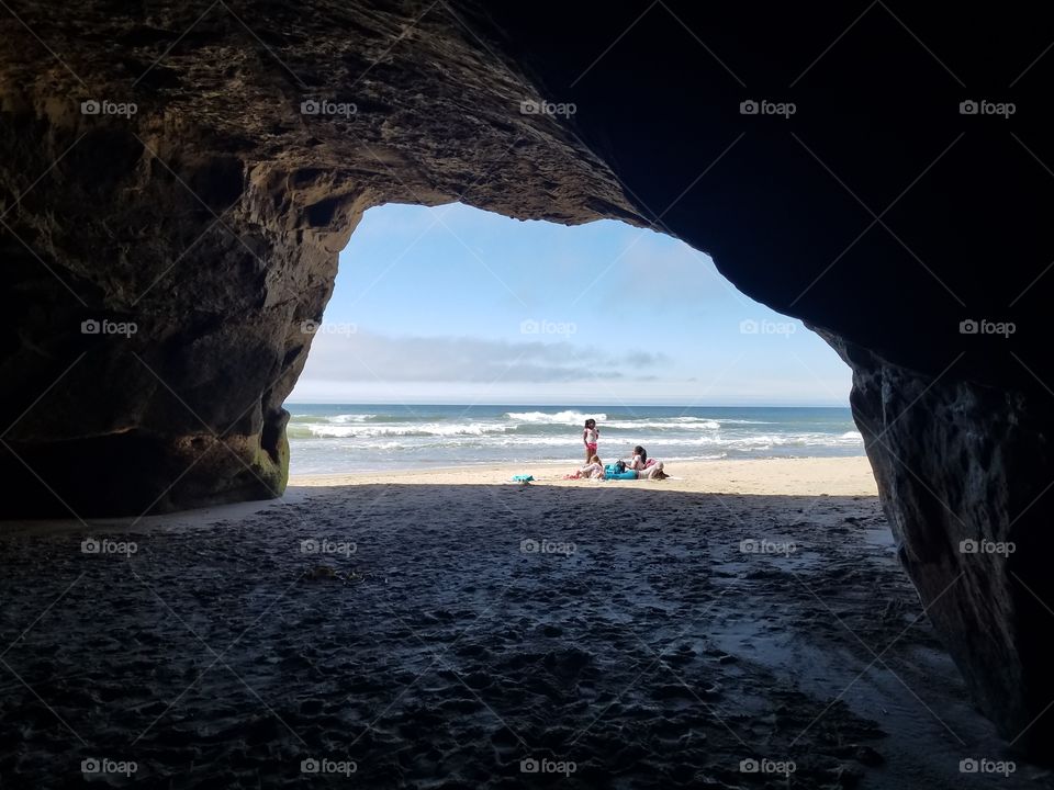 Beach Cave by the Ocean