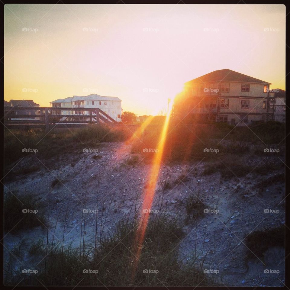 Sunset along the beach