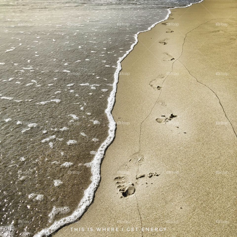 footprints on my khe beach in Vietnam