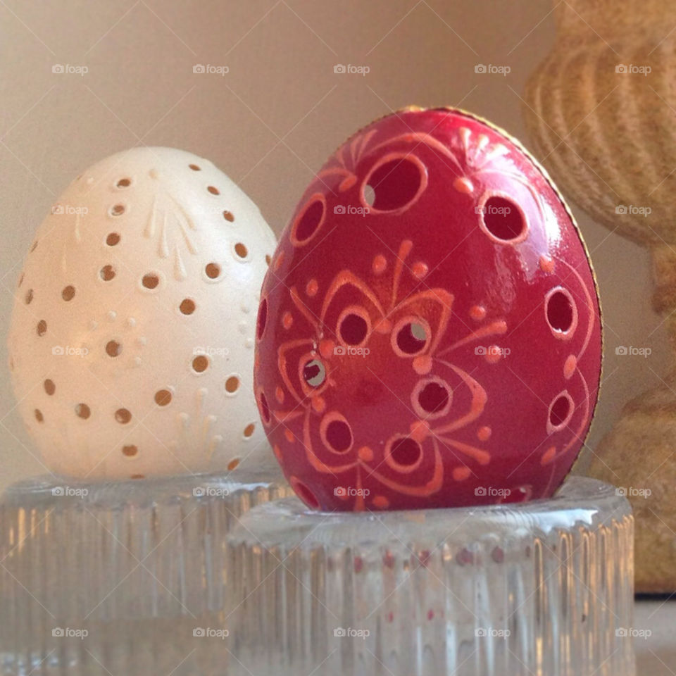 Hand carved Easter eggs
