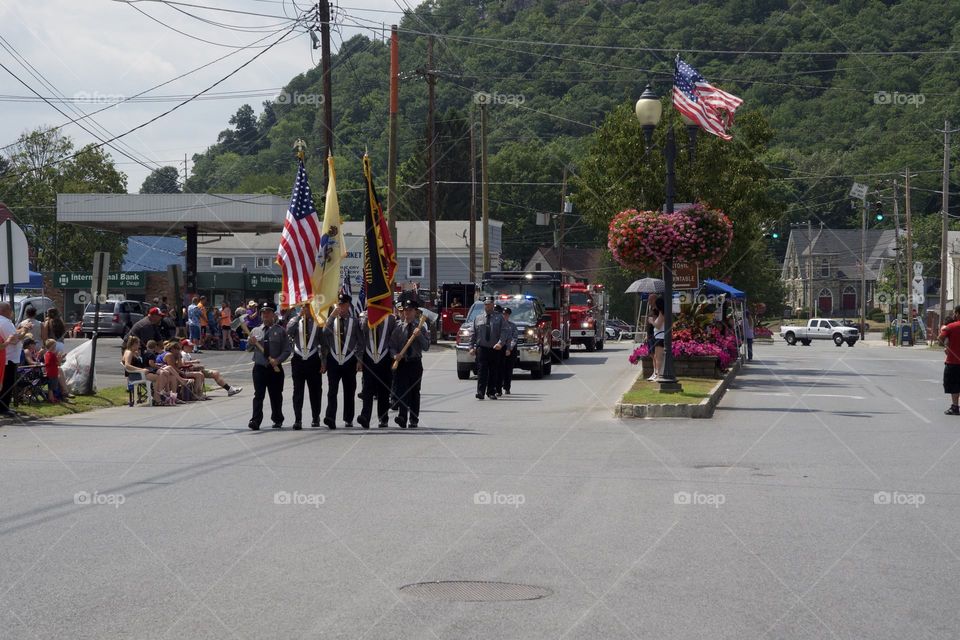 Small-town America parade on Independence Day