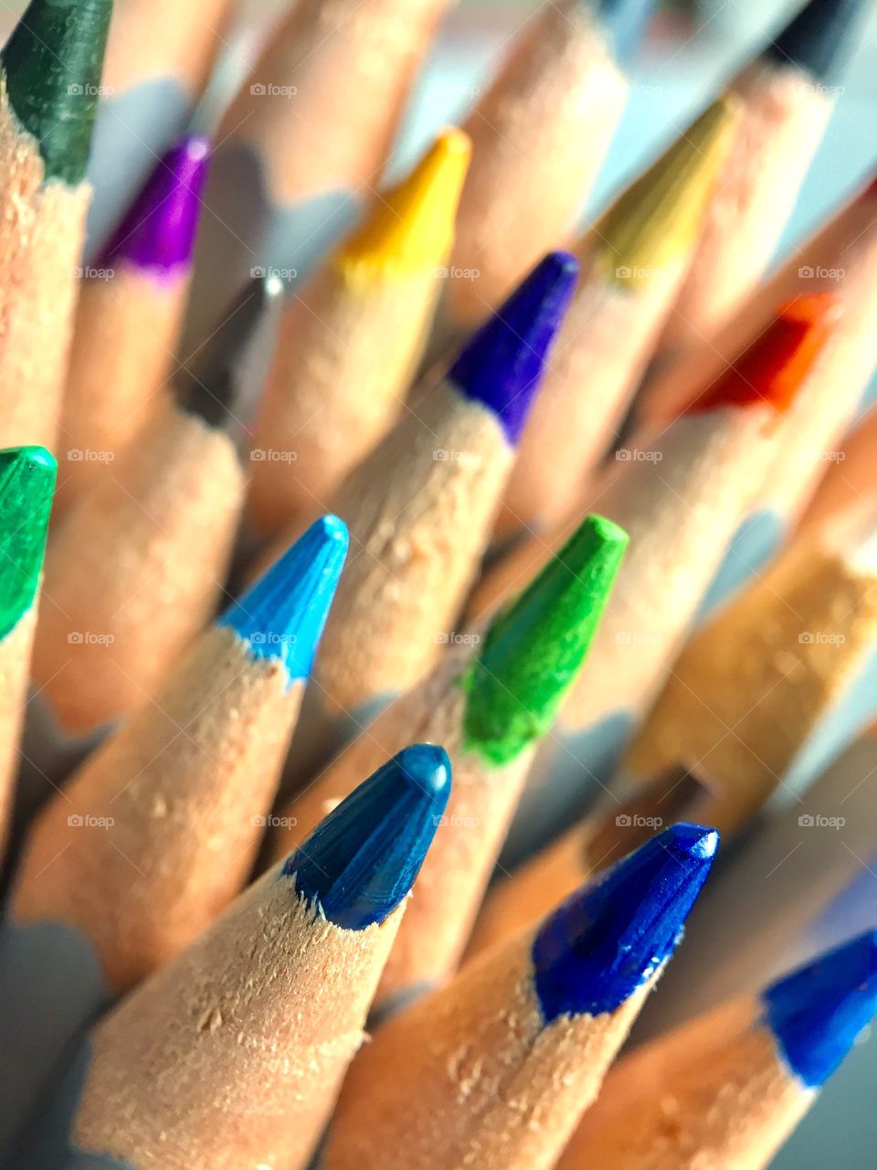 Colored pencils. Macro 