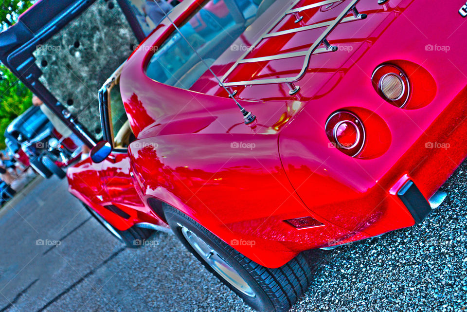 Corvette. Shining red Corvette at car show