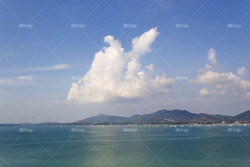 Blue sea and cloud