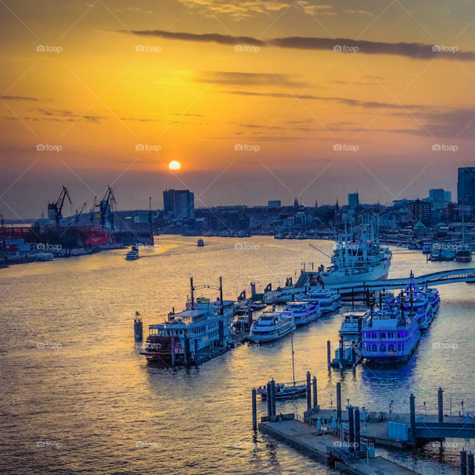 sunset on the harbor .. golden hour