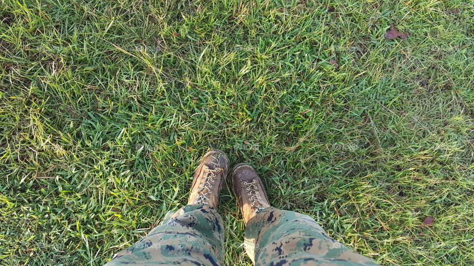 U.S.M.C. boots on a Thursday morning