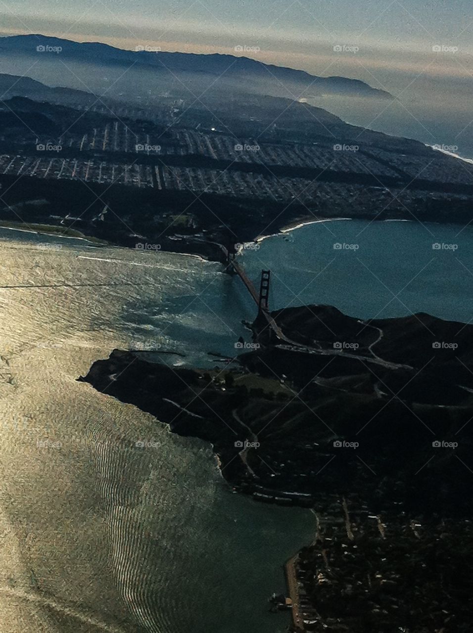 High angle view of golden gate bridge