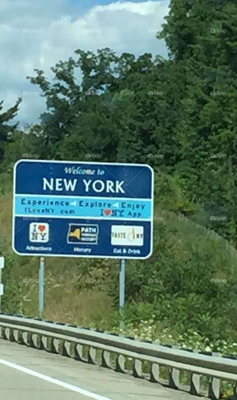 A New York sign along the roadside on our trip.