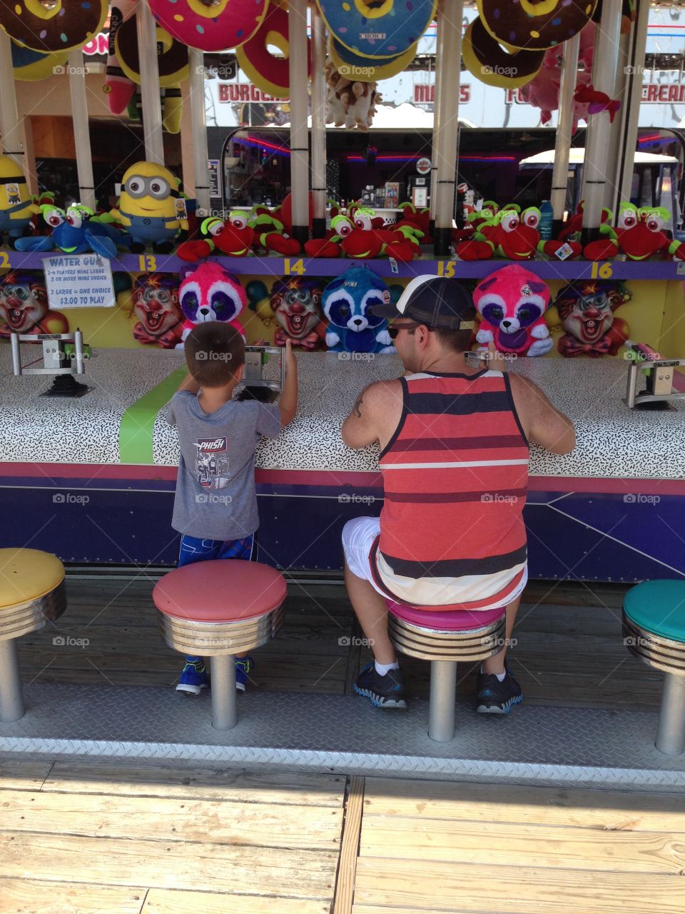 Water guns, determined to win the minion!!! Wildwood boardwalk, summer vacation! 