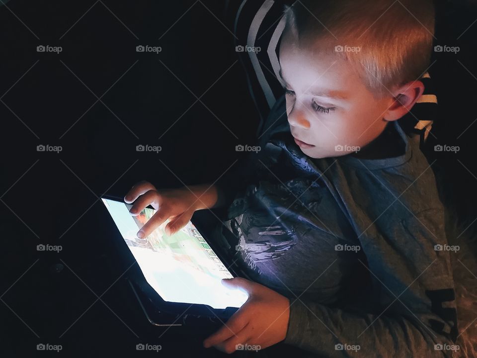 Boy using a tablet