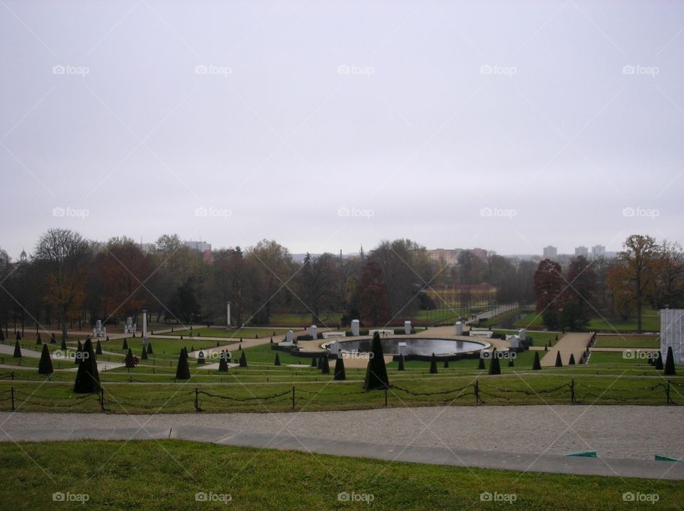 Garden in the backyard of a castle