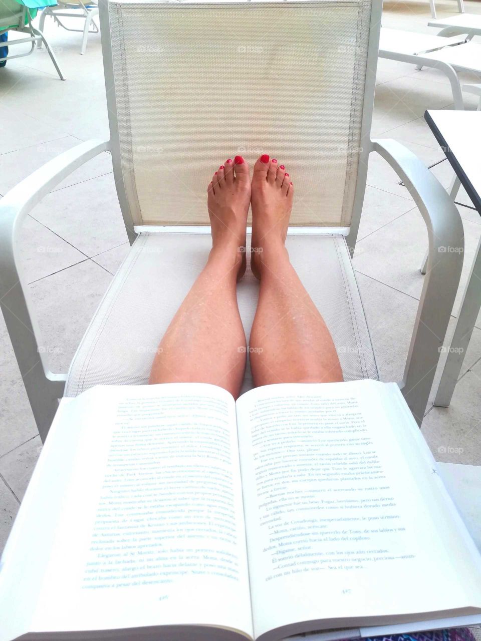 relaxing and readind a book