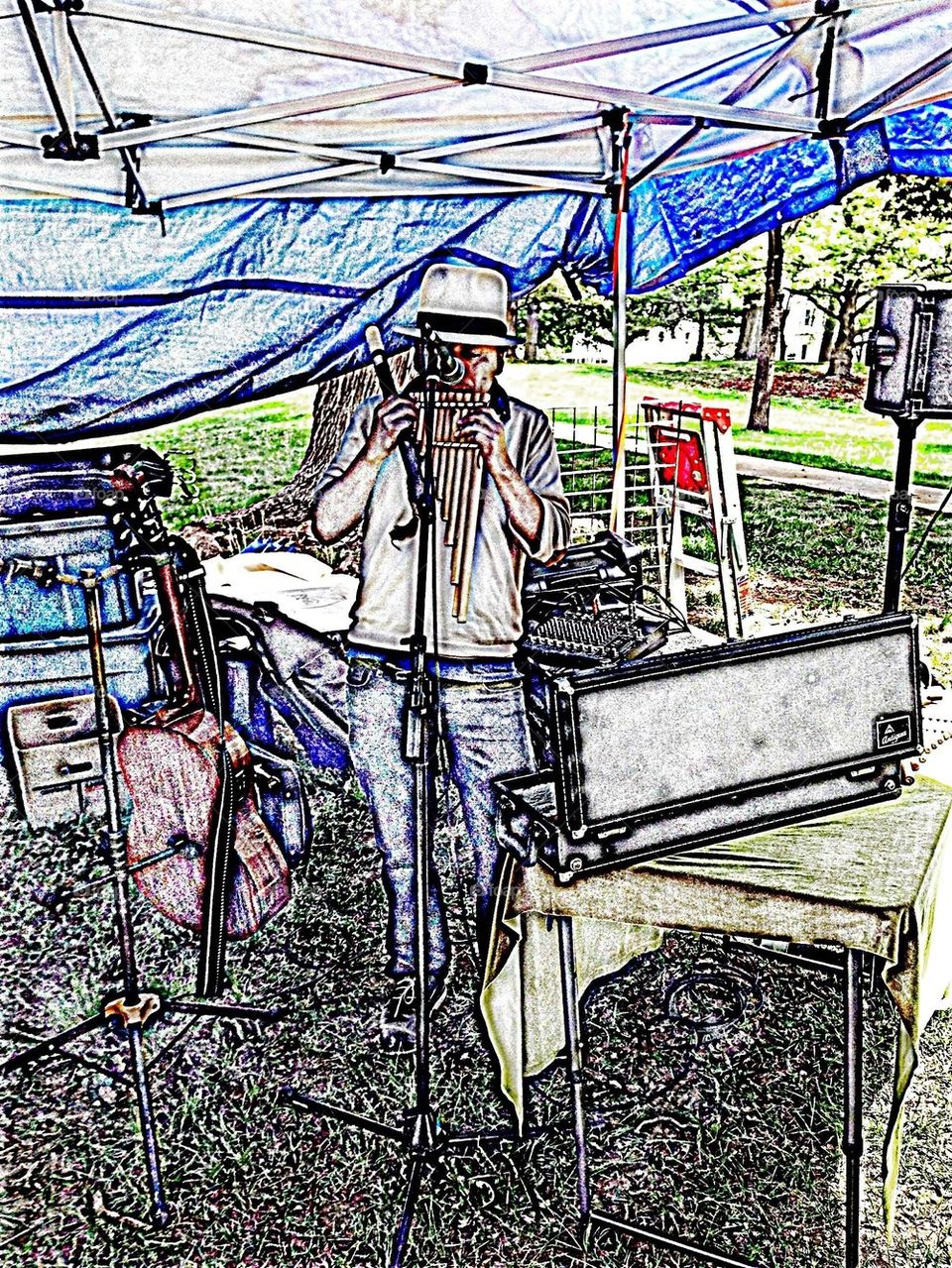 Man playing a cool instrument at our local fair in Westerly Rhode Island