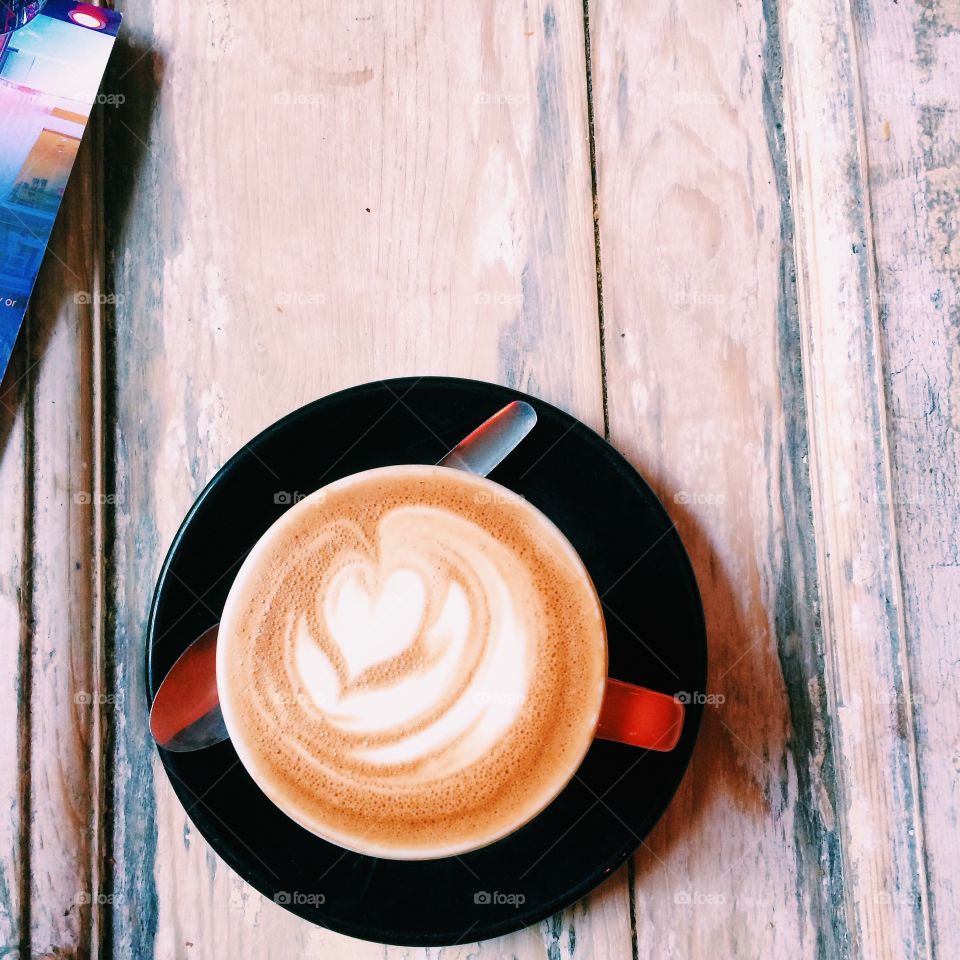 High angle view of coffee cup