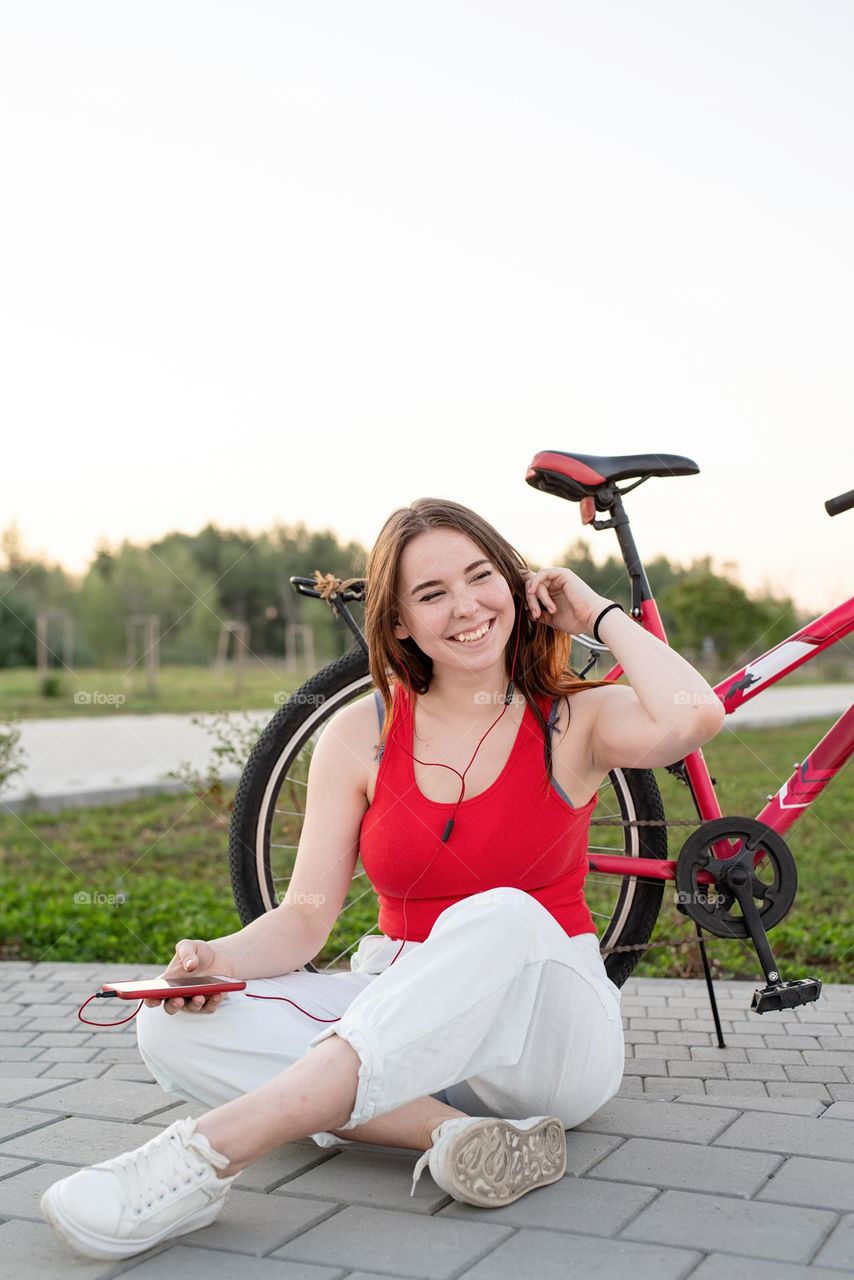 woman and bike