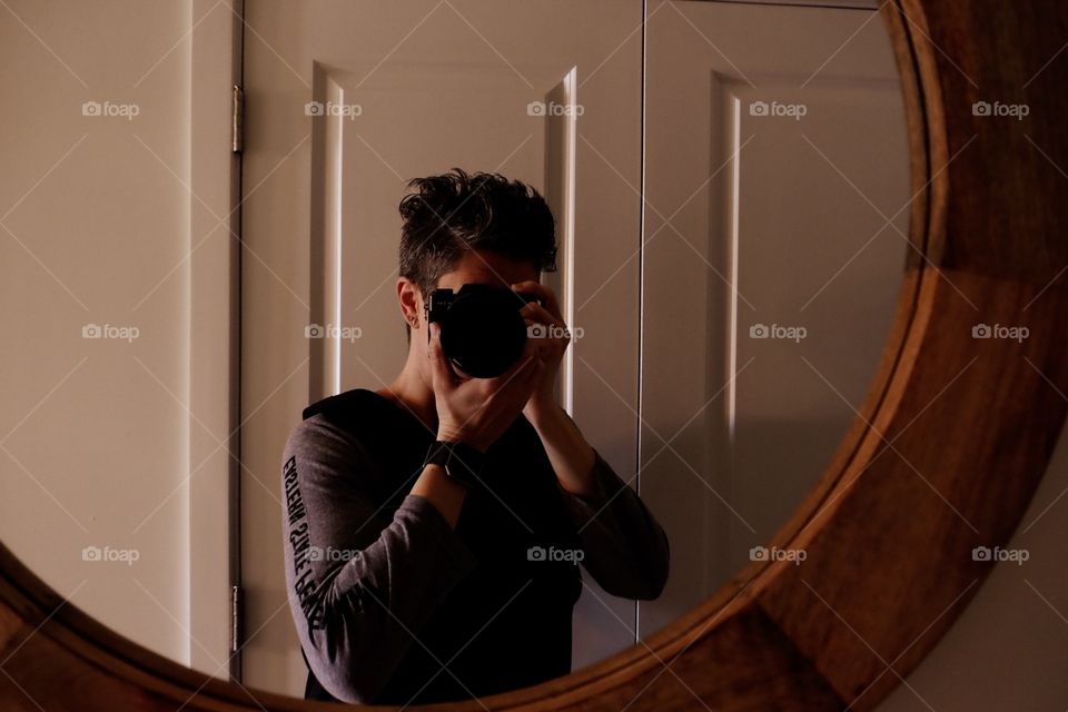 Self Portrait In The Mirror, Photograph Of A Photographer, Selfie With A Mirrorless Camera, Mirror Shot, Reflections Of A Photographer 