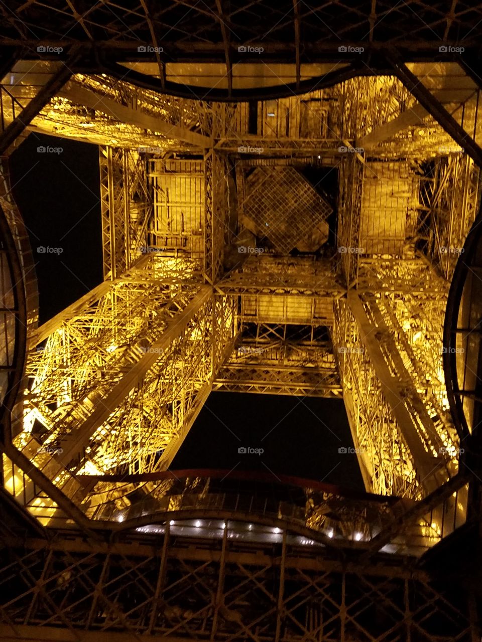 Eiffel Tower in Paris France at night.