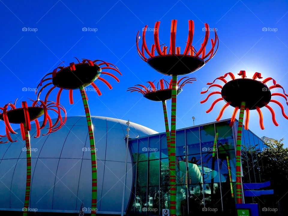 Sun rays on Sculpture