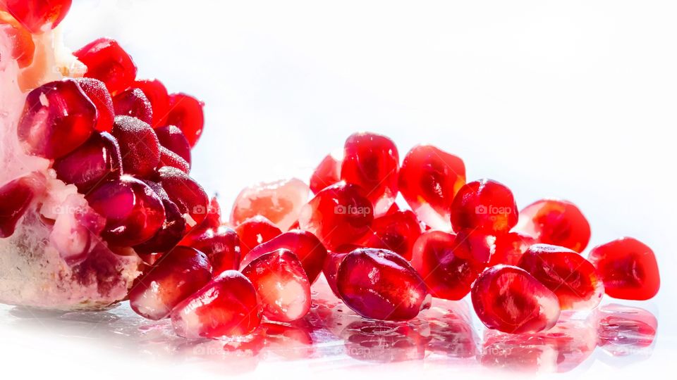 Pomegranate Seeds close up. Healthy fruit from Mother Nature.   