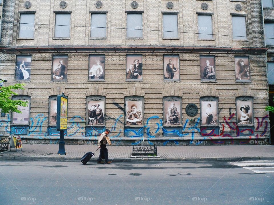 man on the street of the city of Kyiv