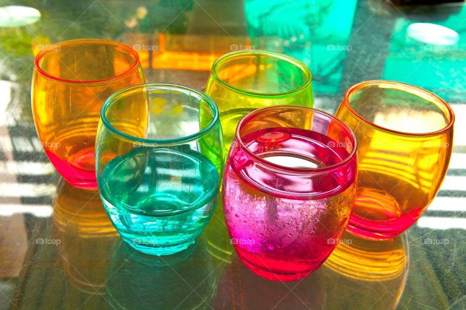 Colorful plastic glass