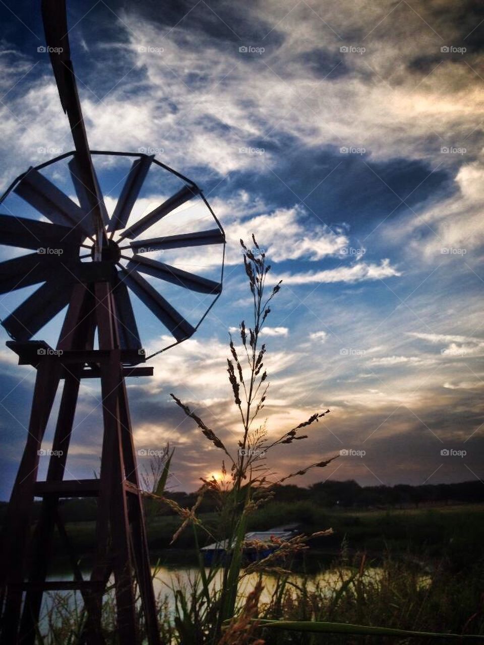 Windmill with sunrise