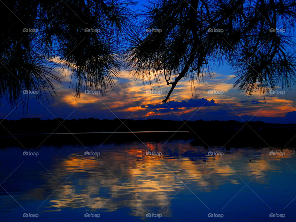 Dramatic sky reflecting on the lake