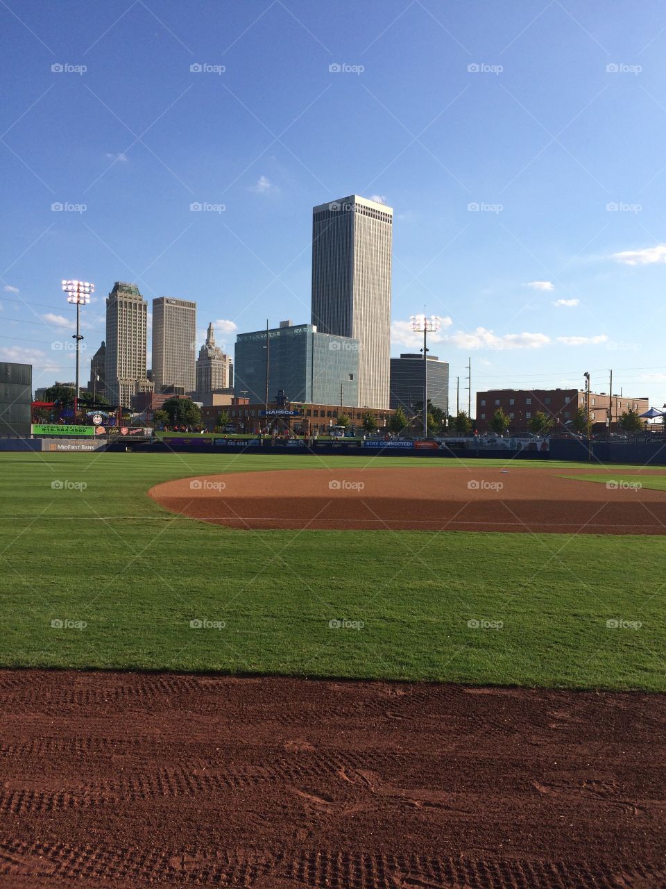 Tulsa skyline from behind the Dugout 